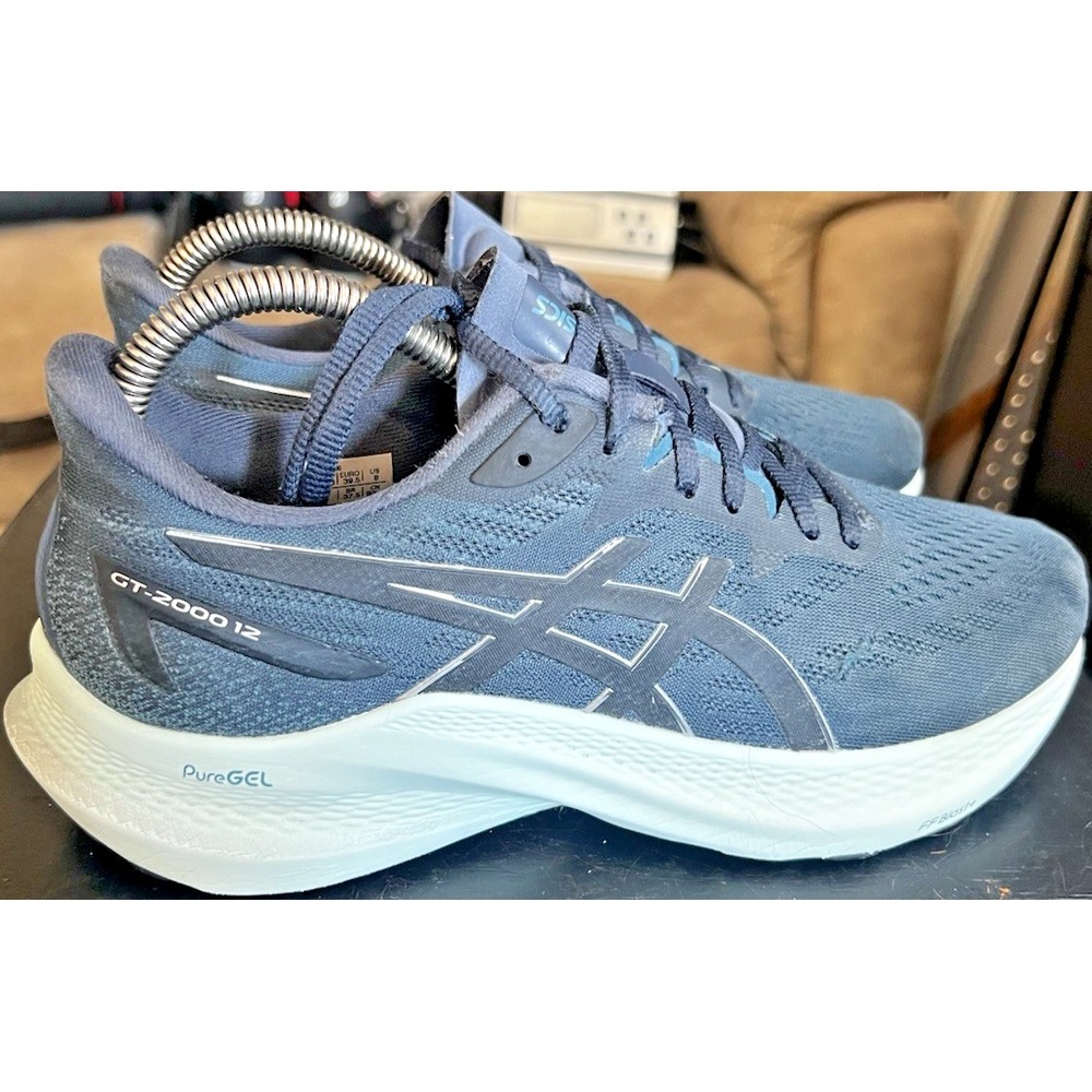 Asics GT-2000 12 Navy Blue Stability Running Shoes Pure Gel Soles Women's 8